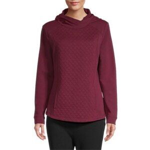 St. John’s Bay Quilted front Women’s Hoodie, Burgundy, Sz. S